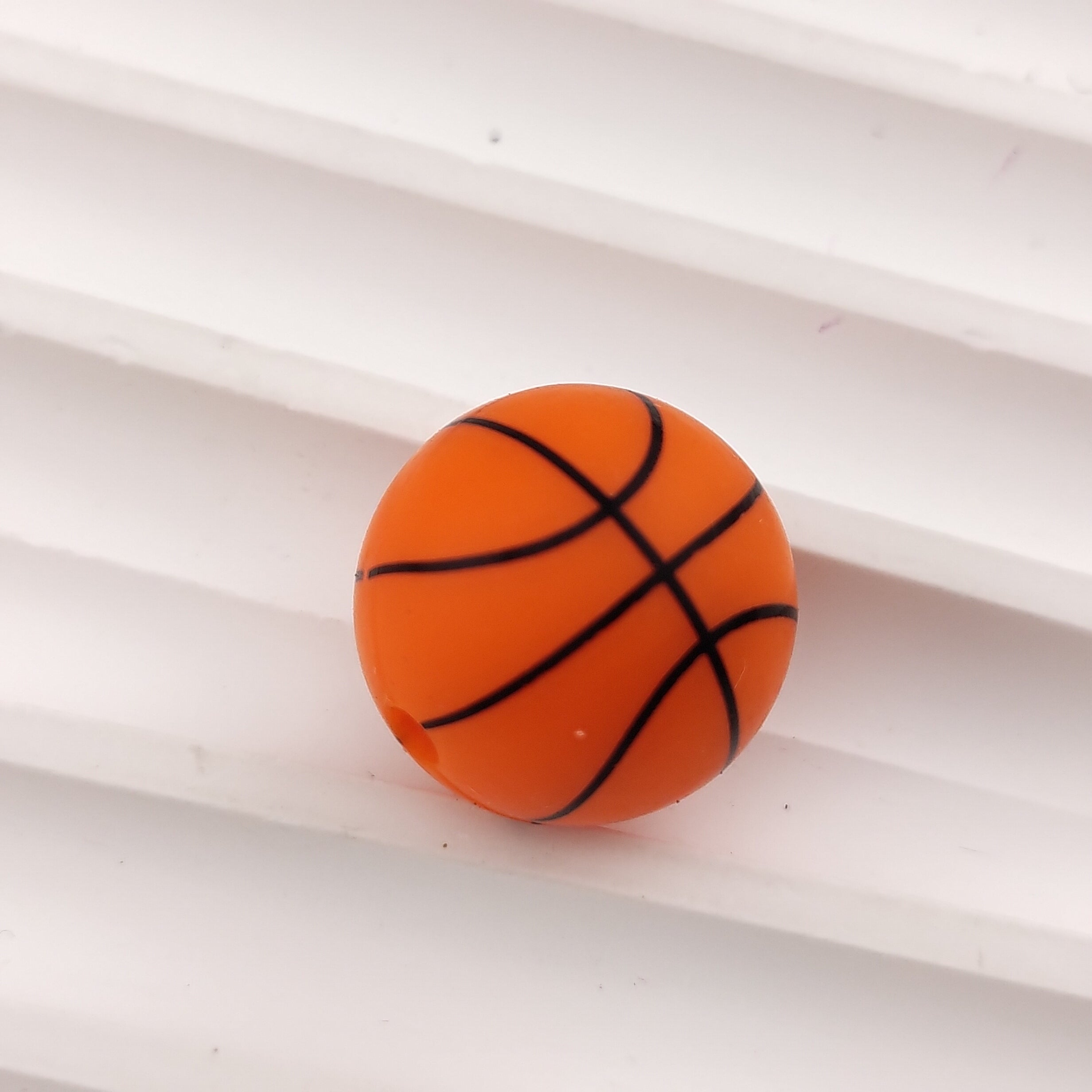 15MM Round Orange Basketball Printed Silicone Beads Fit For Beadable Pens