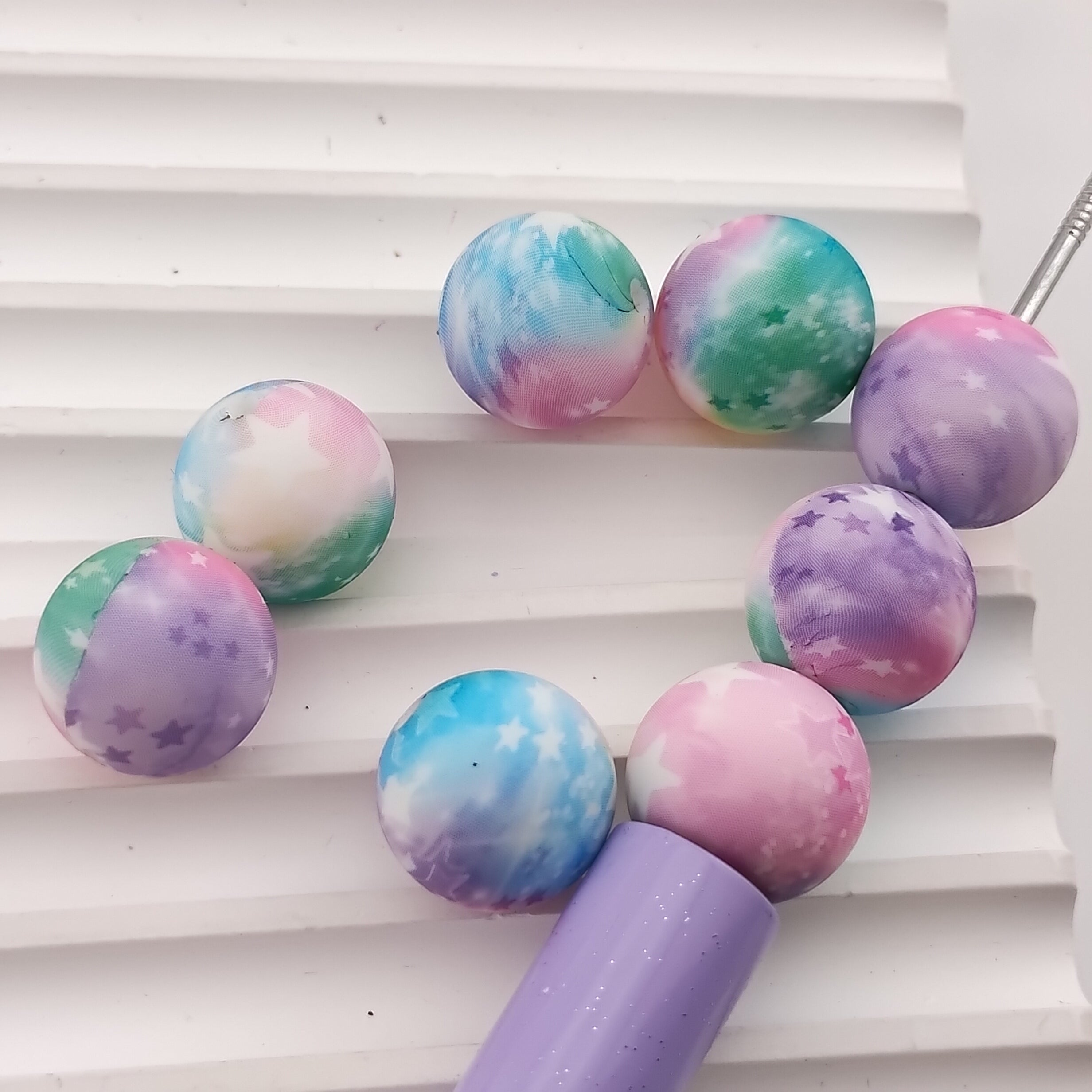 15MM Round Galaxy Star Silicone Beads Fit For Beadable Pens