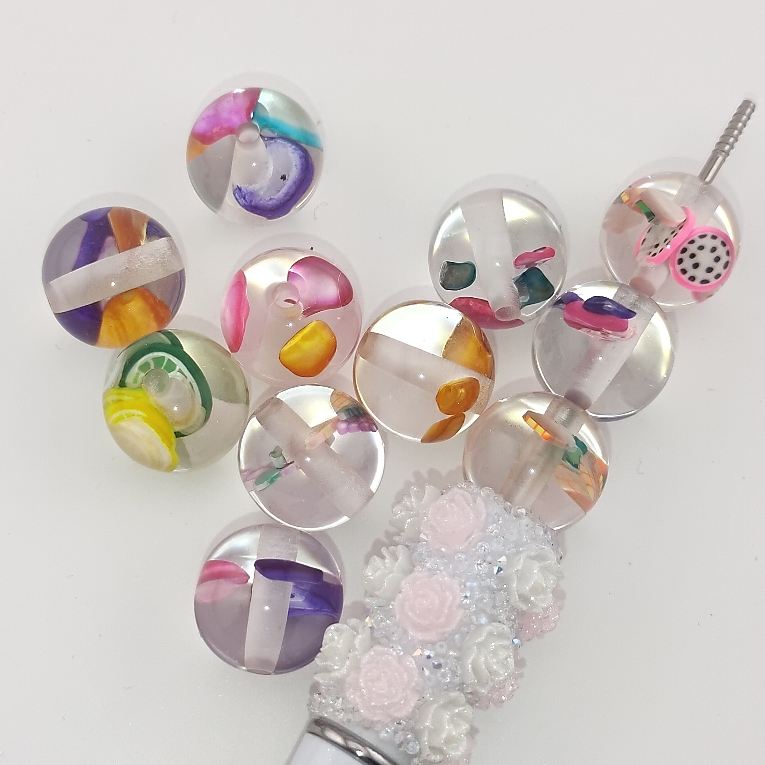 16MM Clear Round Various of Kinds Fruit Resin Beads Fit For Beadable Pens