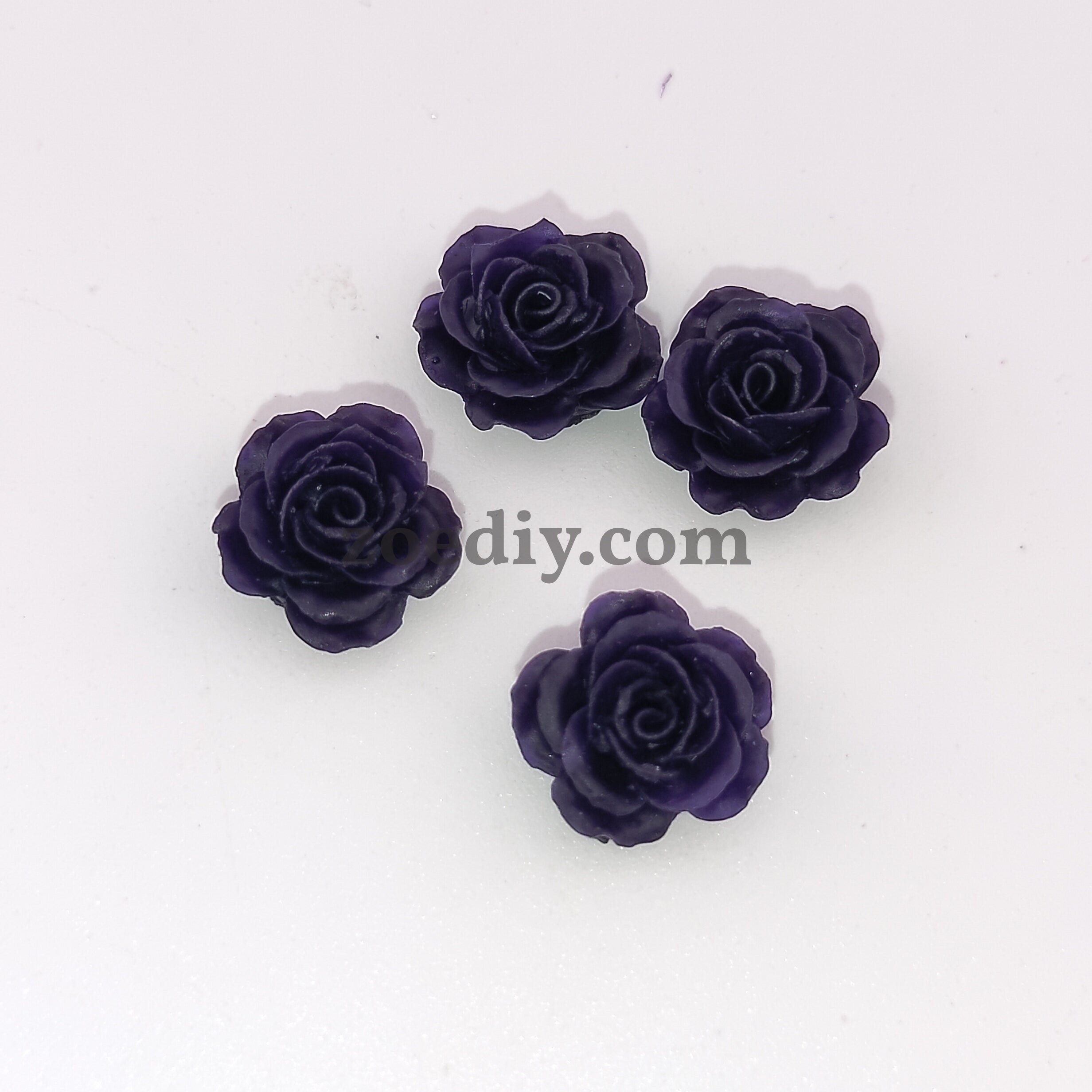 FS0967- 10MM Dark Purple Rose Nail Resin Charms For Making Fancy Beads Or Fancy Pens