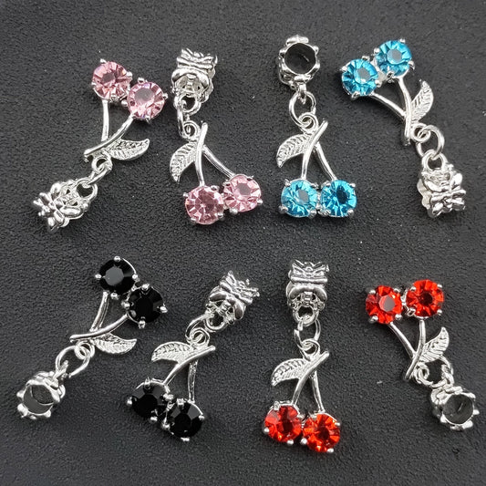 [KM0911]- Cherry Spacers Charms, Fancy Sparkling Cherry Rhinestone Spacers , Random Mixed Color