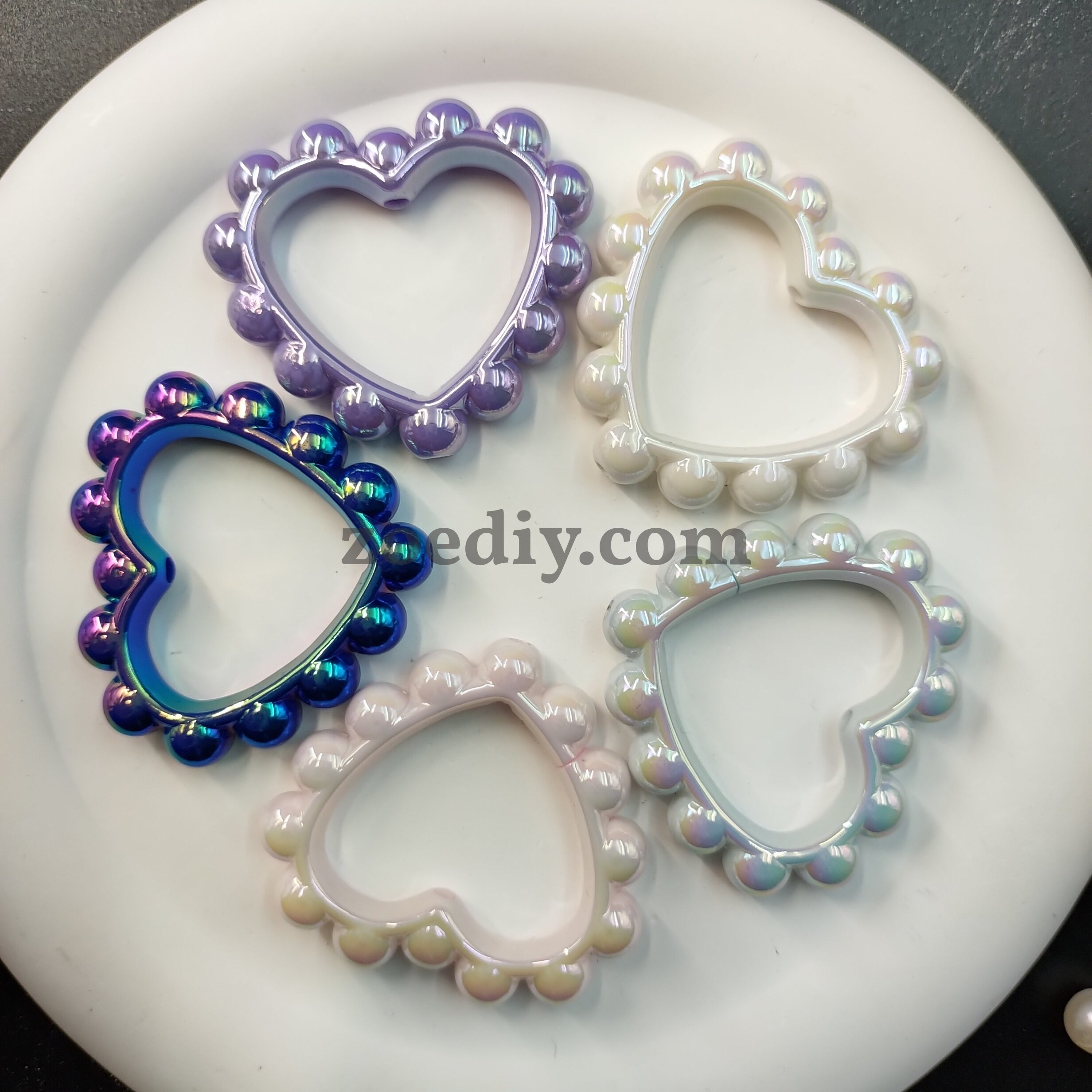 FS2296-39MM Mixed Color Solid Color Heart-shaped Acrylic Bead Frame Fit For Beadable Pens