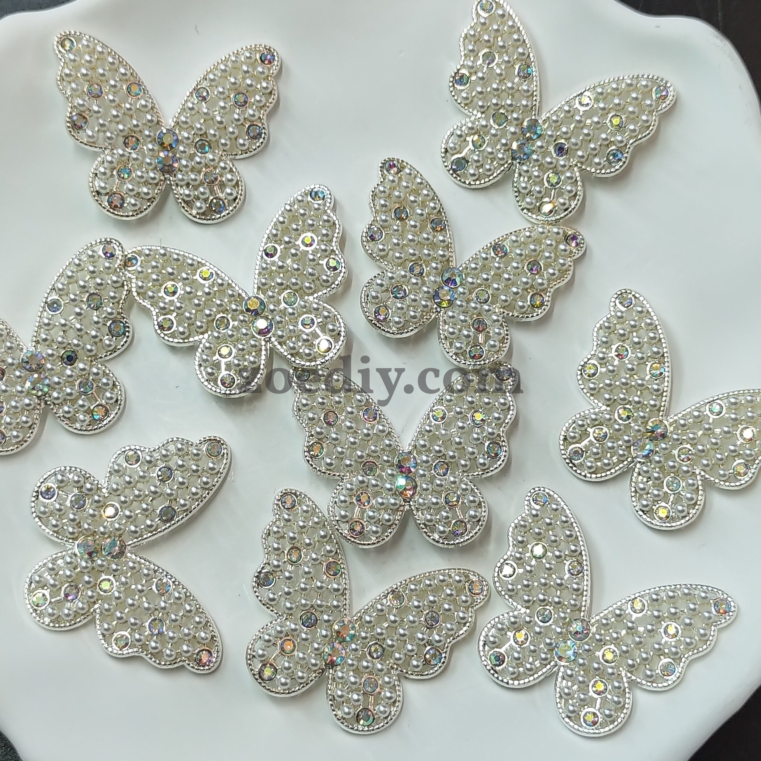 FS0310-33MM Diamonds and Pearls Butterfly Charms Accessories For Making Fancy Beads