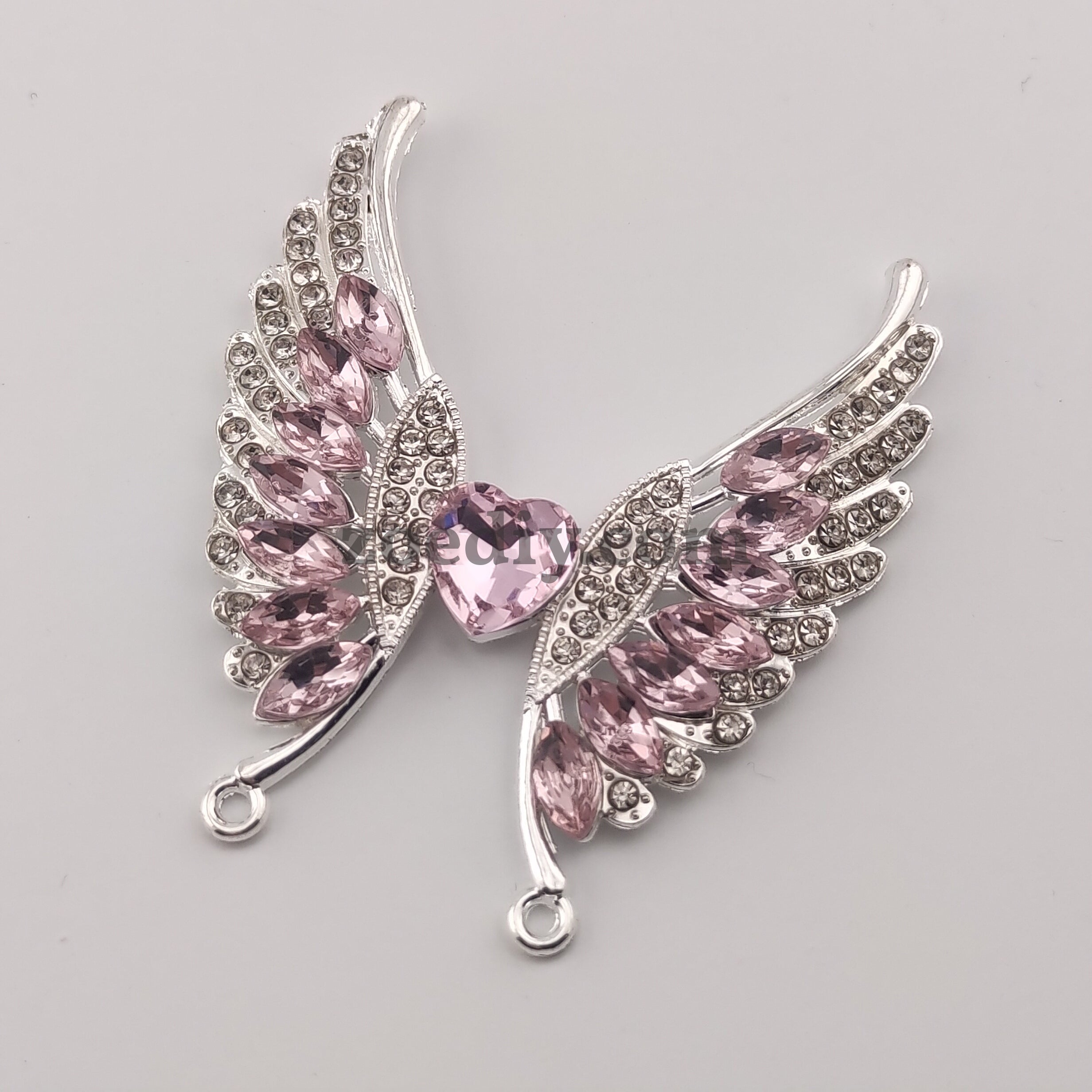 FS0316- 54.5MM Heart Wings Diamonds Charms Accessories For Making Fancy Beads