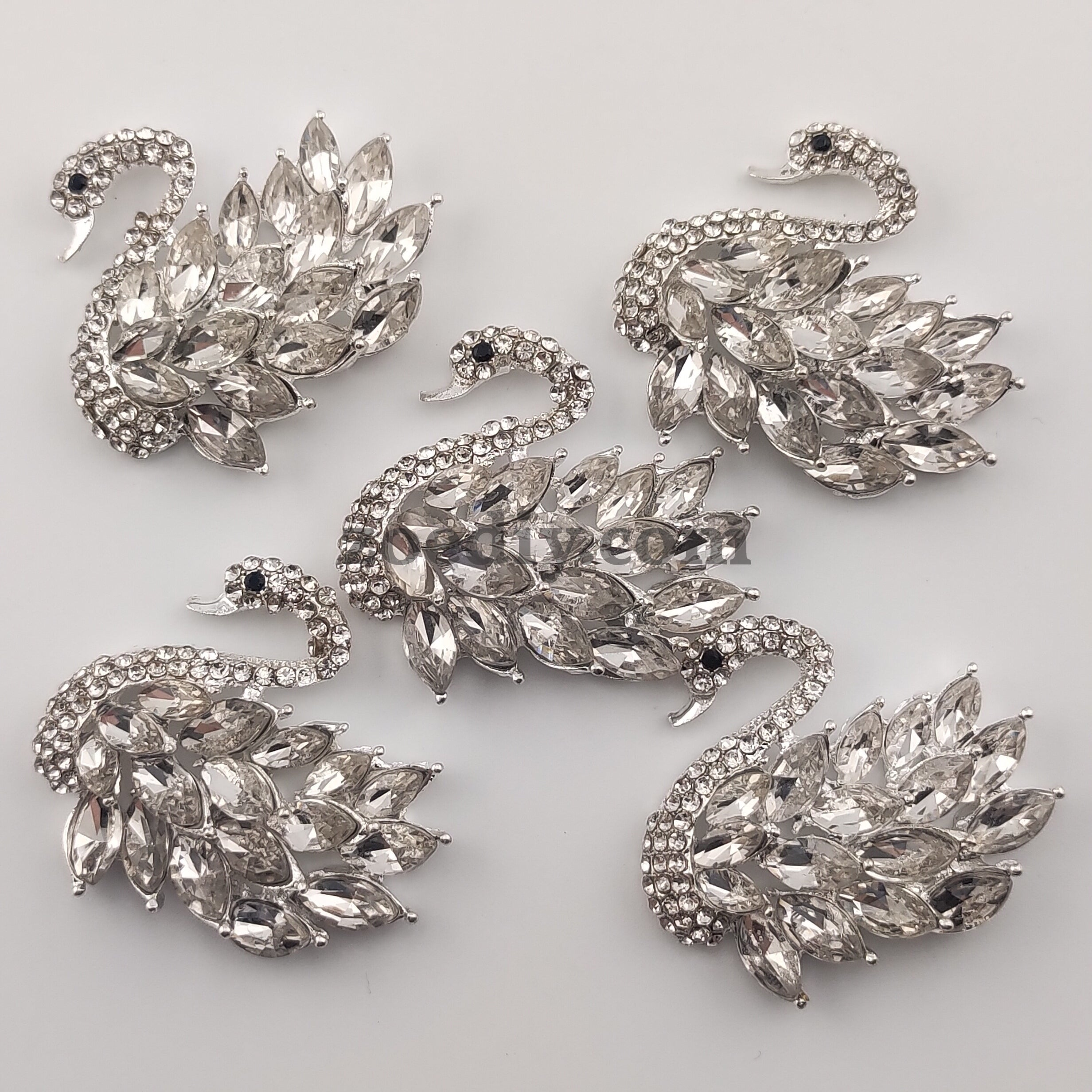 FS0314- 33MM White Swan Diamonds Charms Accessories For Made Fancy Beads