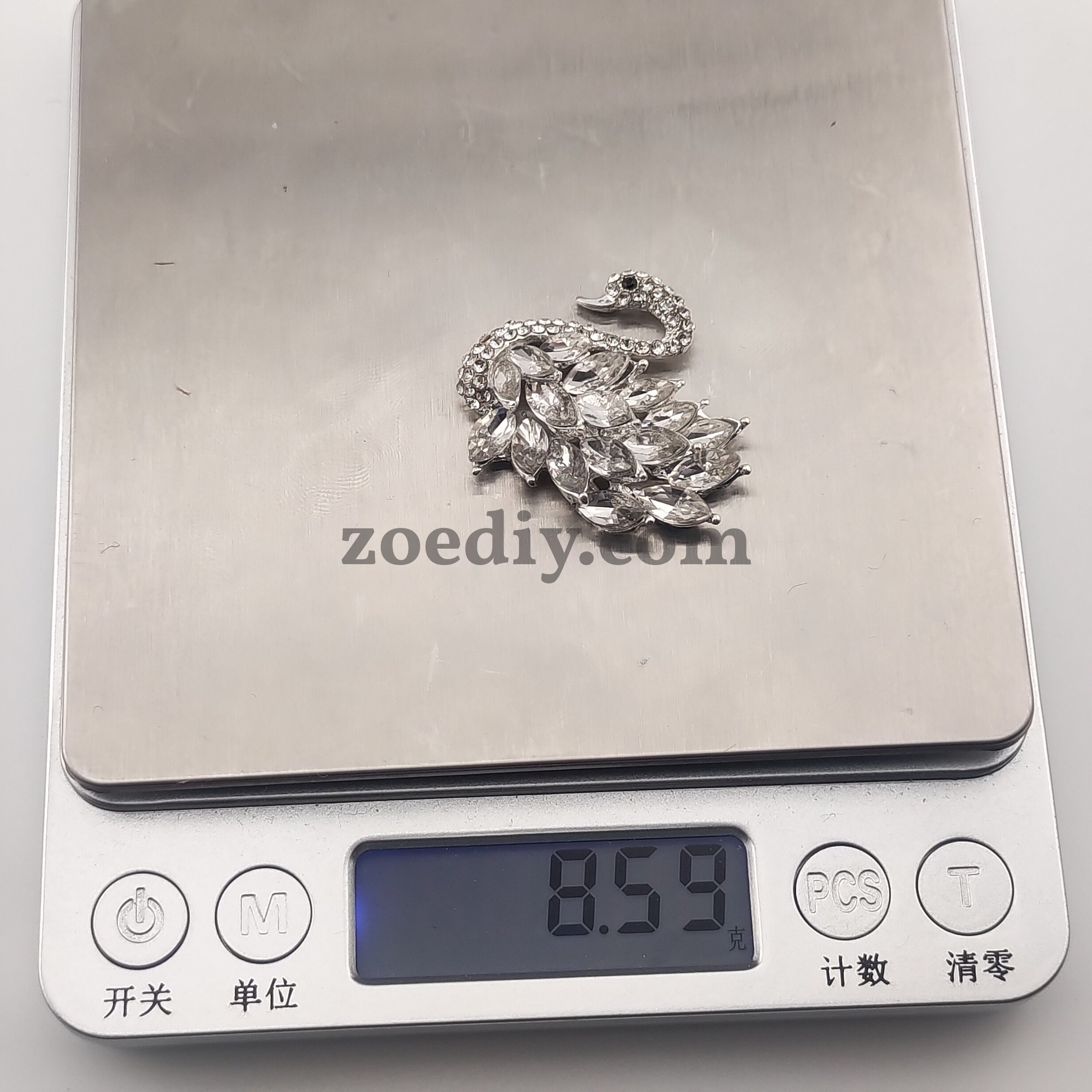 FS0314- 33MM White Swan Diamonds Charms Accessories For Made Fancy Beads