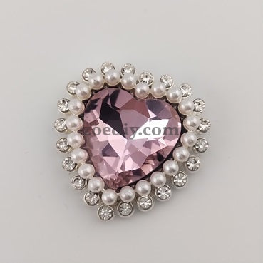 FS0303- 29.5mm Heart Charms Accessories With Diamond and Pearl For Making Fancy Beads