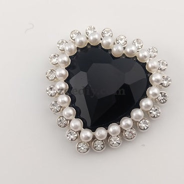 FS0303- 29.5mm Heart Charms Accessories With Diamond and Pearl For Making Fancy Beads