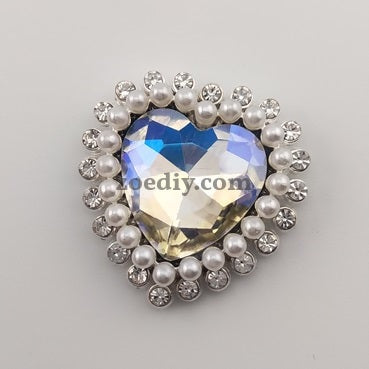 FS0303- 29.5mm Heart Charms Accessories With Diamond and Pearl For Making Fancy Beads