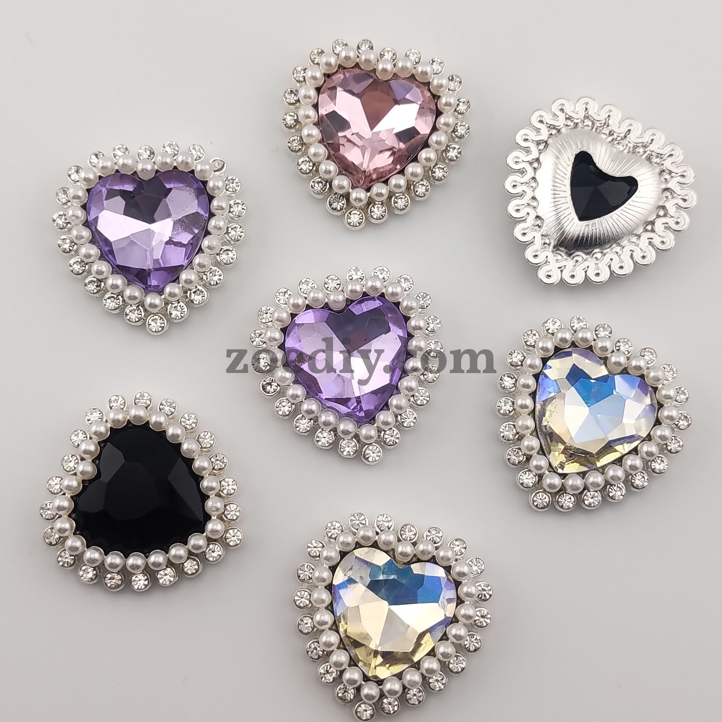 FS0303- 29.5mm Heart Charms Accessories With Diamond and Pearl For Making Fancy Beads