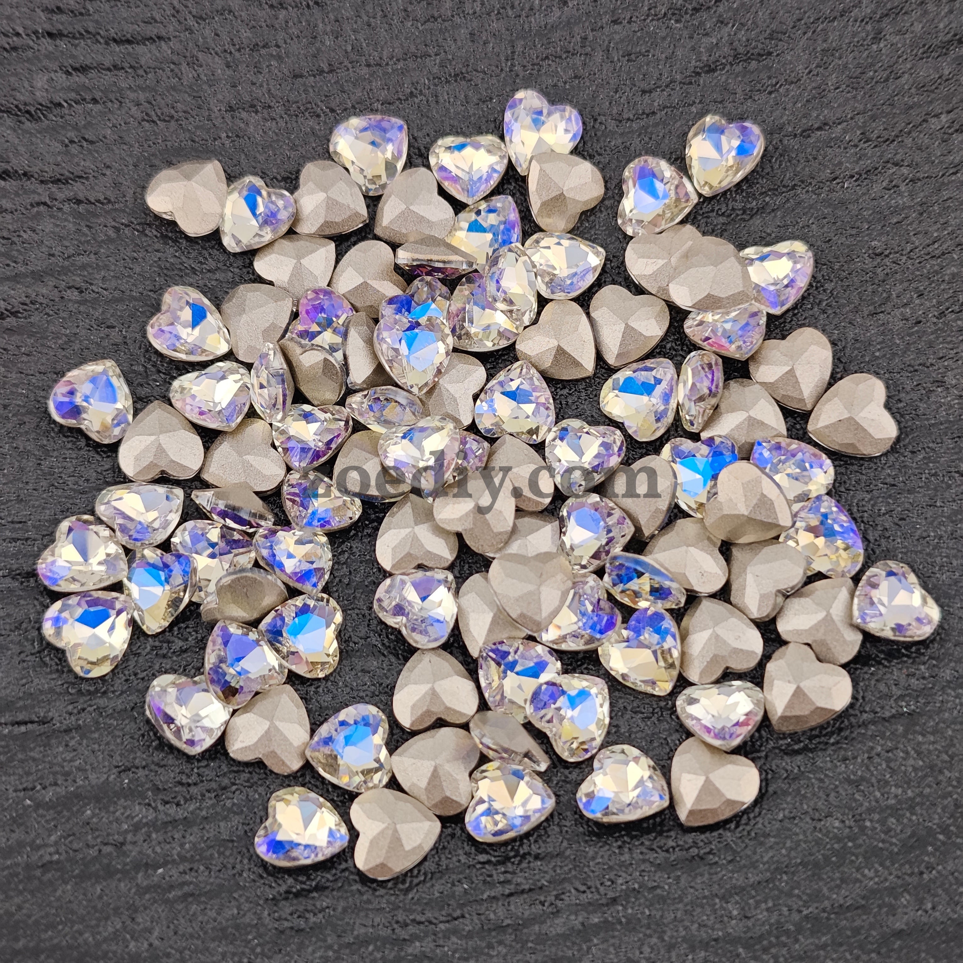 FS1396- 8*8mm Pointed Bottom Heart Crystal Diamonds For Making Fancy Beads