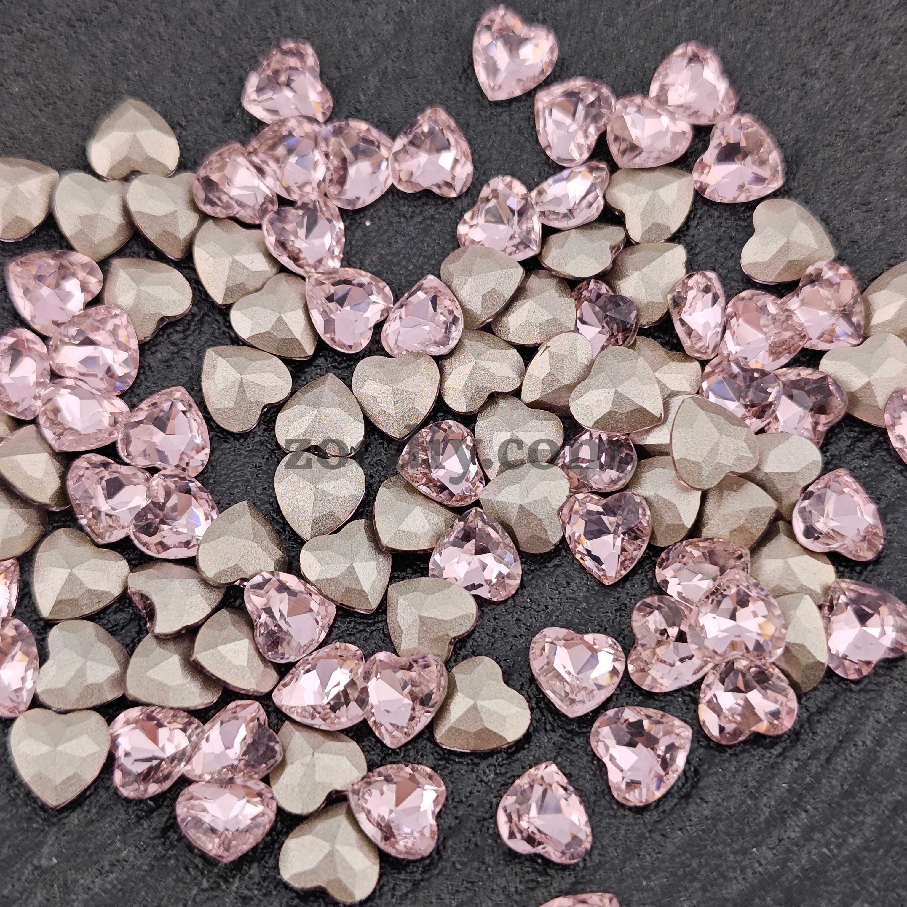 FS1396- 8*8mm Pointed Bottom Heart Crystal Diamonds For Making Fancy Beads