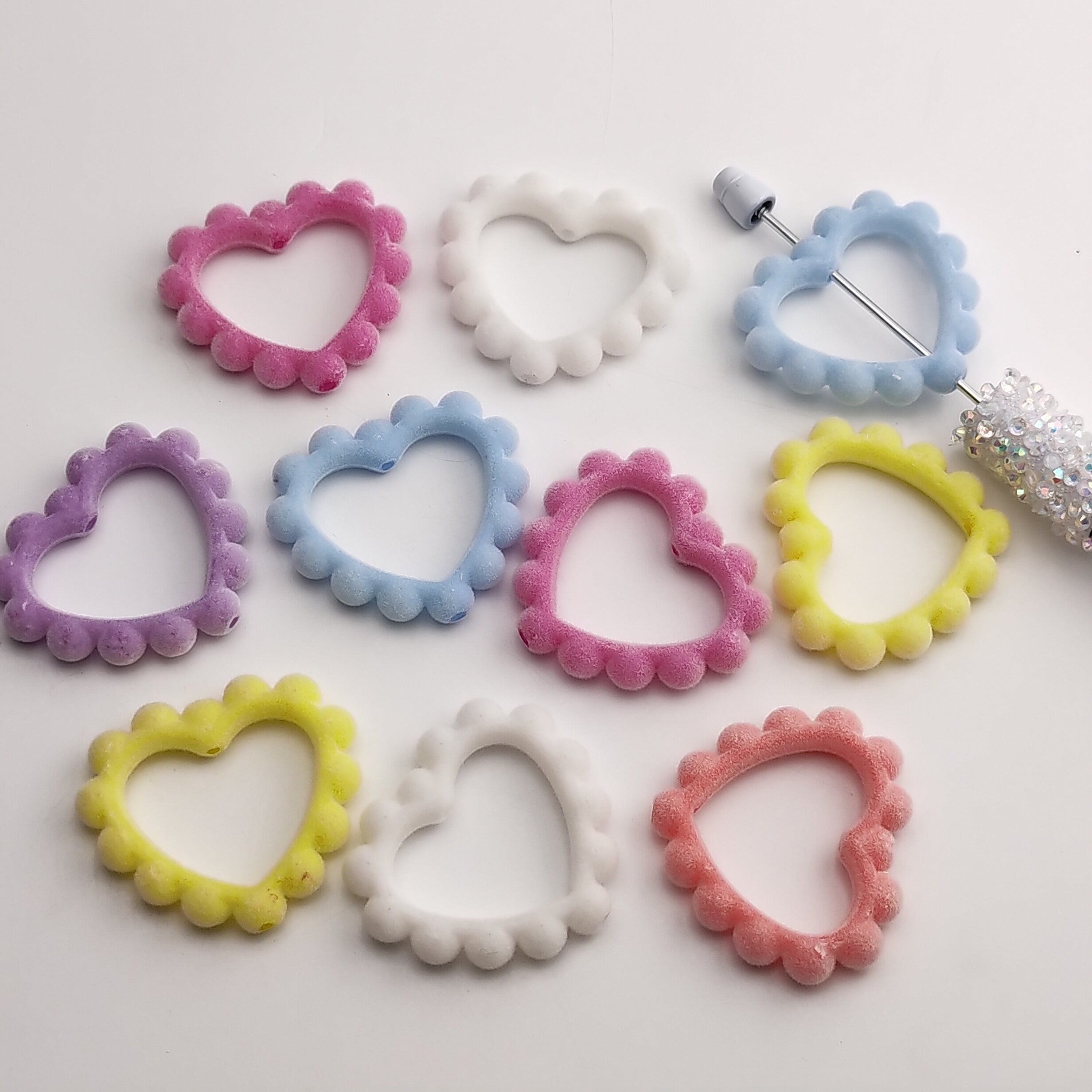 FS1978- Flocking Heart Beads Fit For Beadable Pens Mixed Color