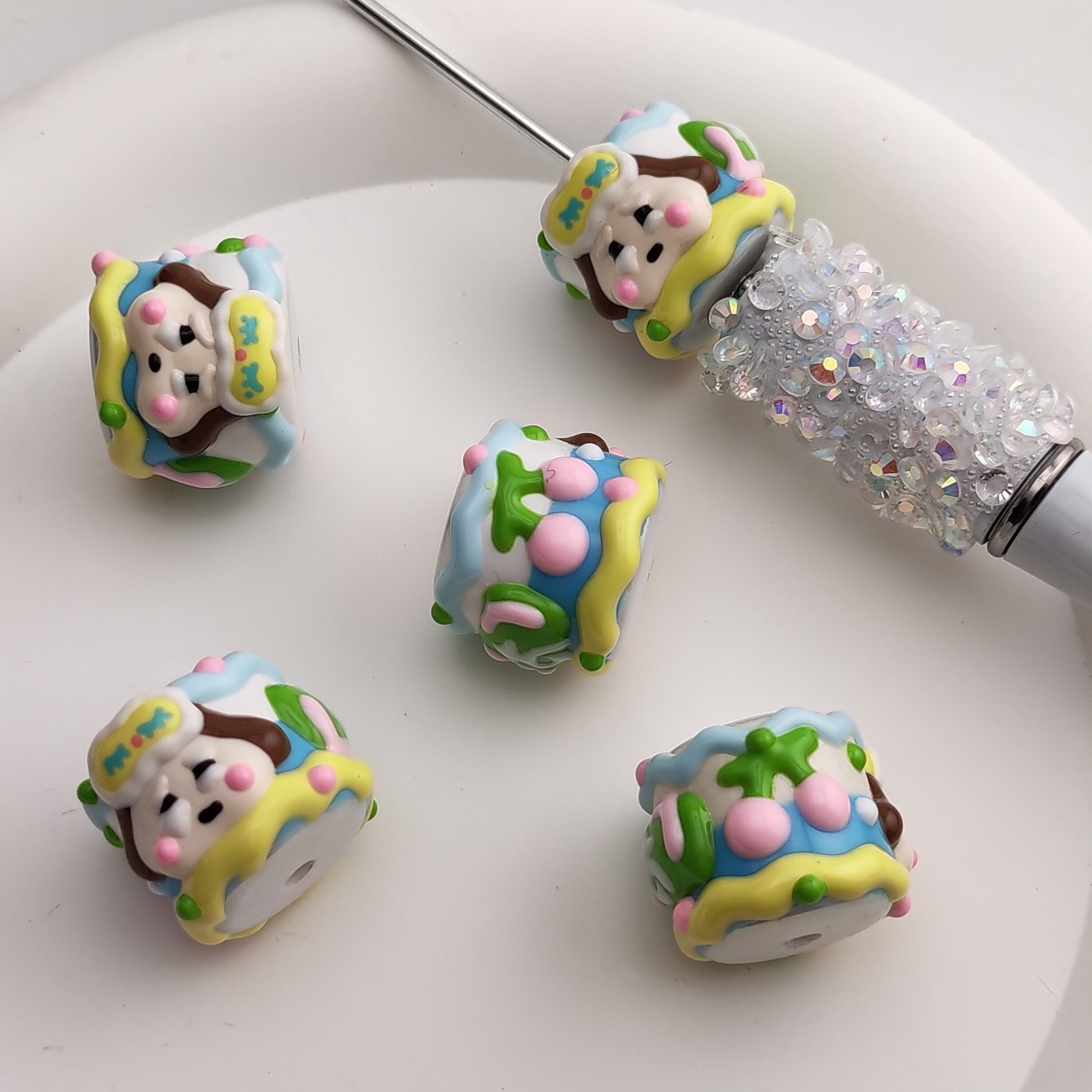 FS1890- 5PCS Cry baby Hand Painted Beads Fit For Beadable Pens