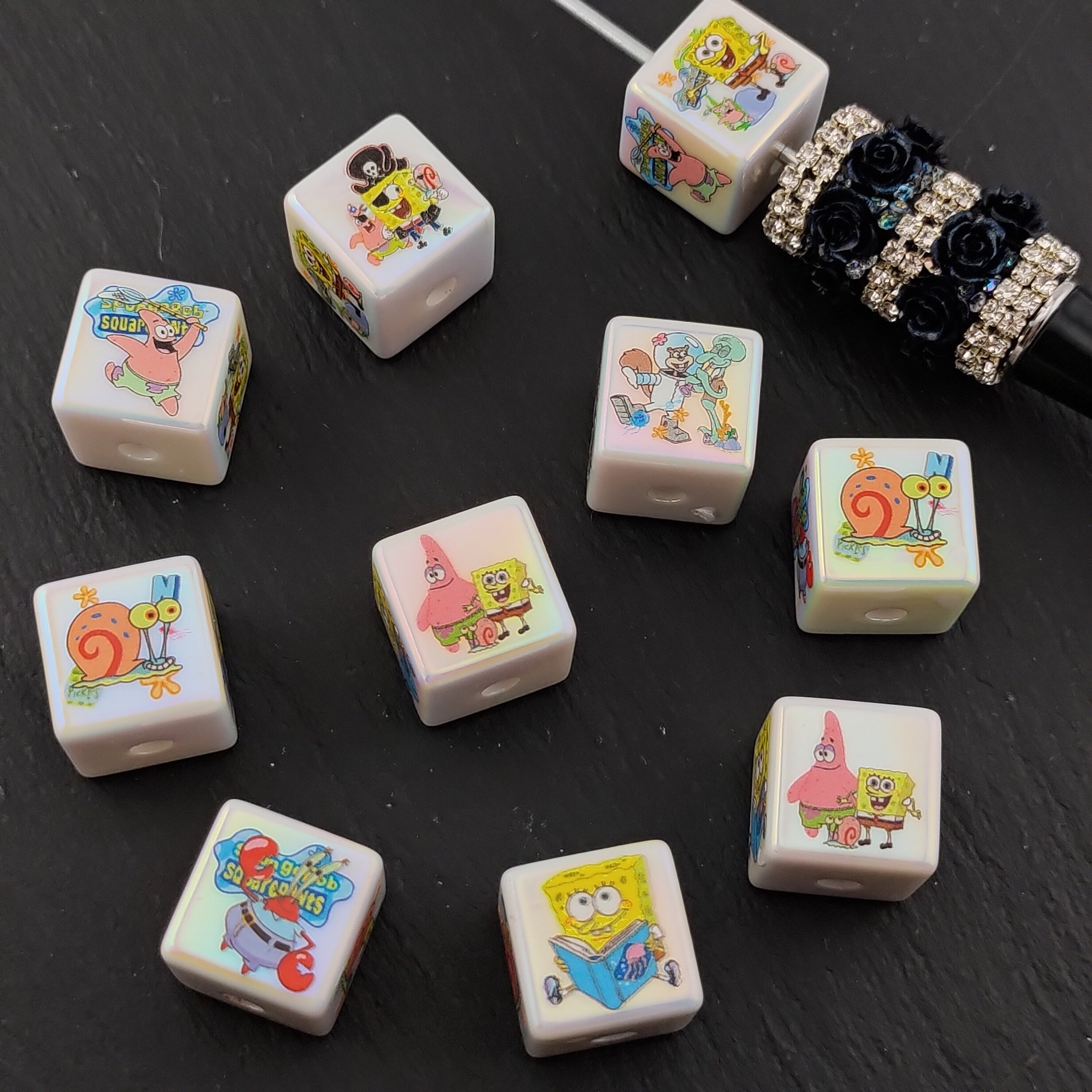 FS2047- 16mm Spongebob square Beads Fit For Beadable Pens