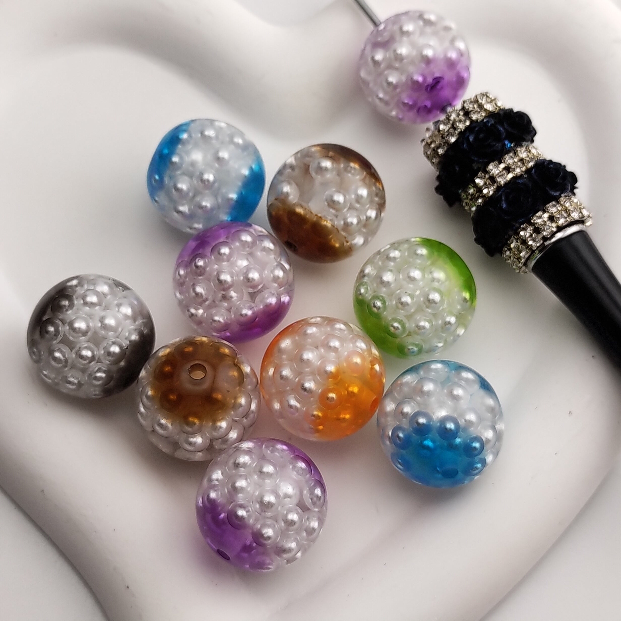 FS1940- 20mm Pearl beads in beads Fit For Beadable Pens Mixed Color