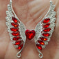 [KM0316]- 54.5MM Heart Wings Diamonds Metal Charms, For Making Fancy Beads
