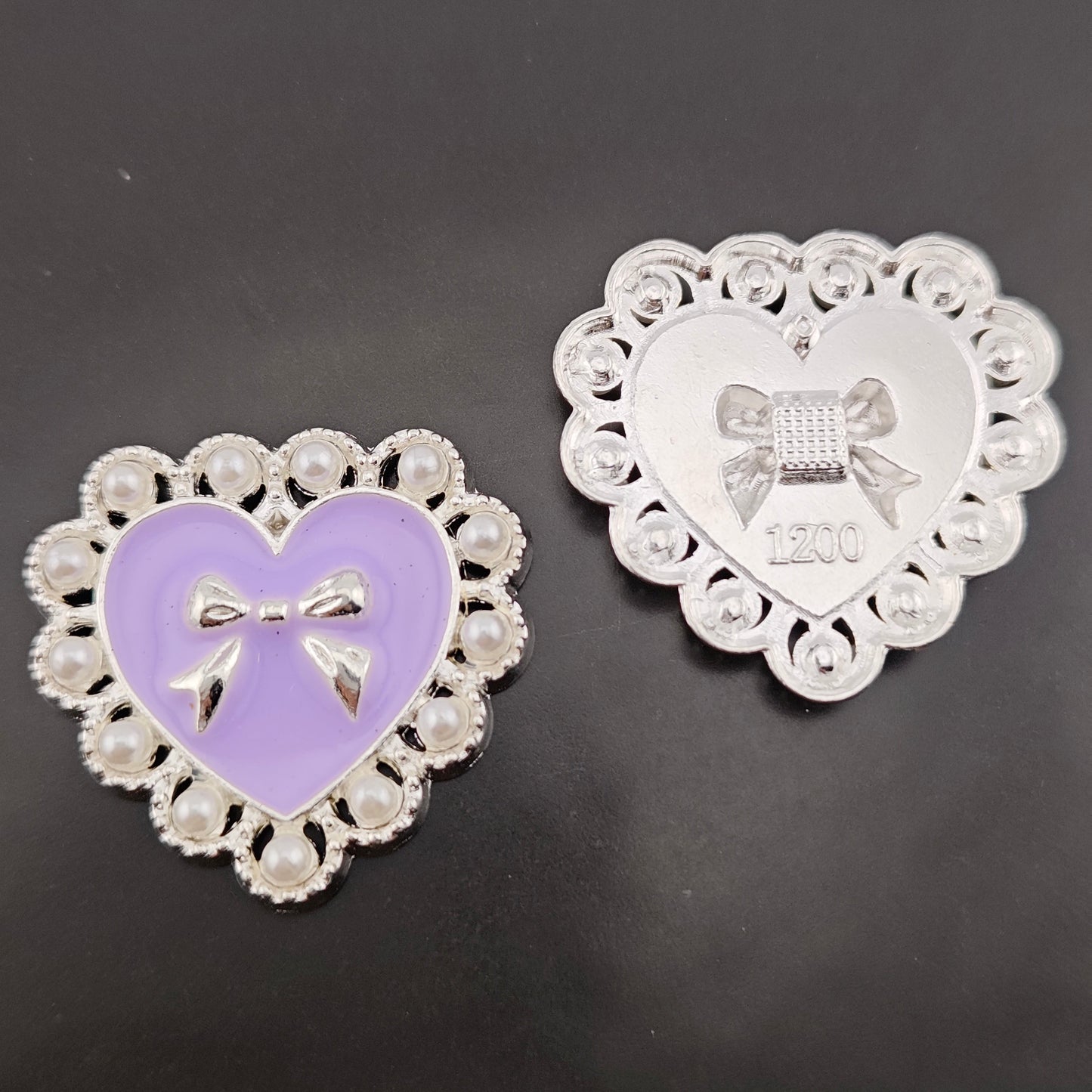 FS3633- 10 Pieces 26*28mm Butterfly Pearl Heart Charms