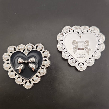 FS3633- 10 Pieces 26*28mm Butterfly Pearl Heart Charms