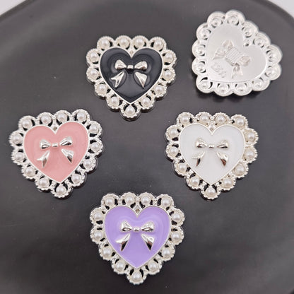 FS3633- 10 Pieces 26*28mm Butterfly Pearl Heart Charms
