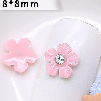 [KM1006]- 8mm Flower Nail Charms with Diamonds, For Making Fancy Beads Or Fancy Pen