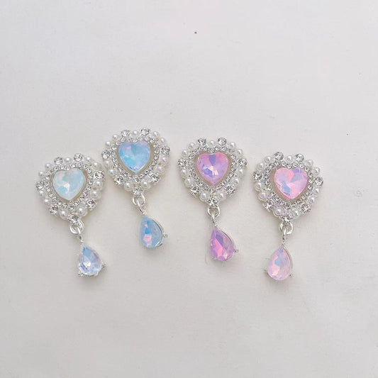 FS5262- 22*27mm Heart Metal Charms With Water Drop Heart-shaped Metal Patches With Water Drop Pendants