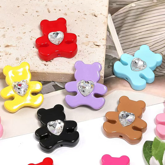 FS5449- 27×30Mm Heart - Shaped Diamond Bear Acrylic Beads