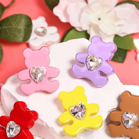 FS5449- 27×30Mm Heart - Shaped Diamond Bear Acrylic Beads