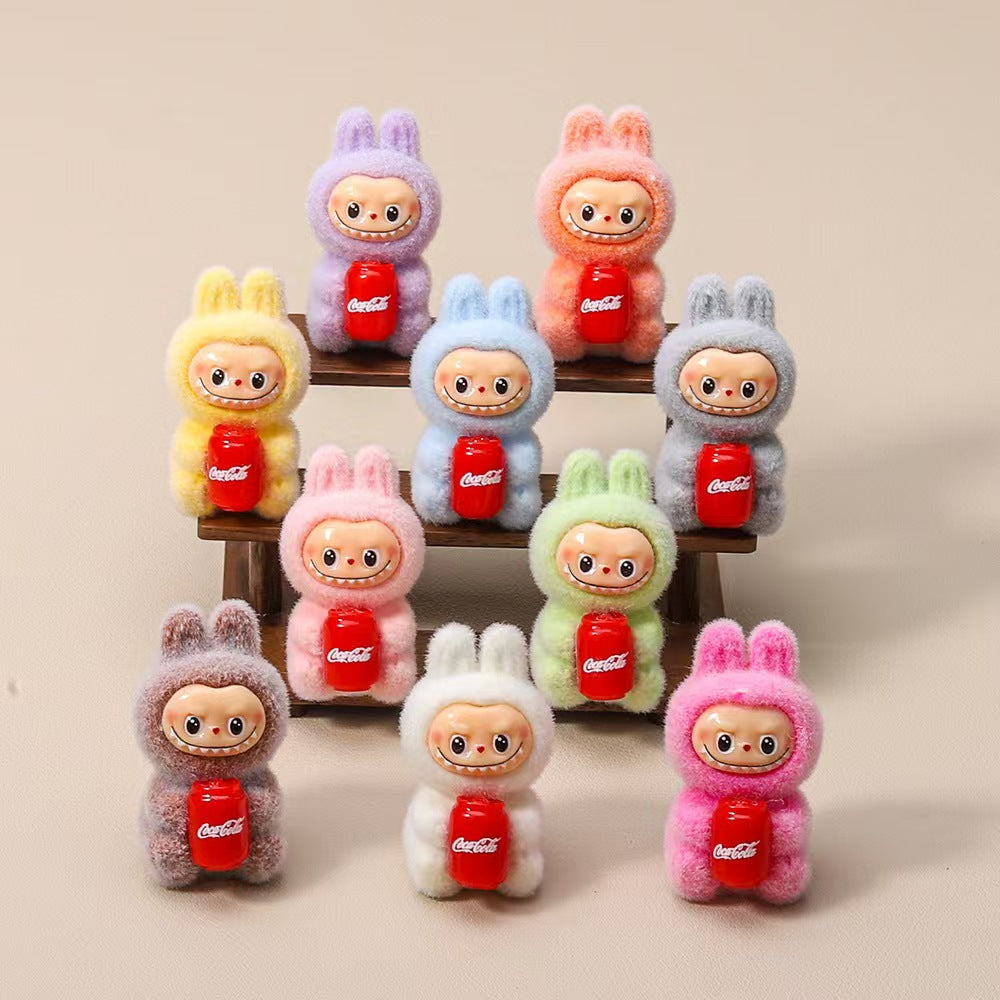 FS5483- Labubu Flocked Coca-Cola Perforated Resin Beads