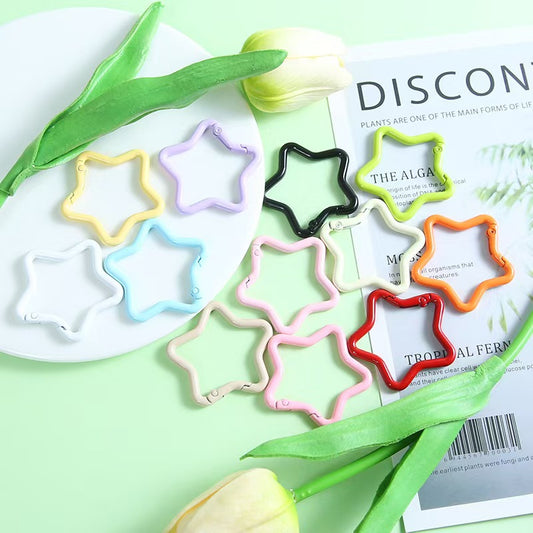 FS3356- 44mm Star Keyring Enameled Five-Pointed Star Keychain
