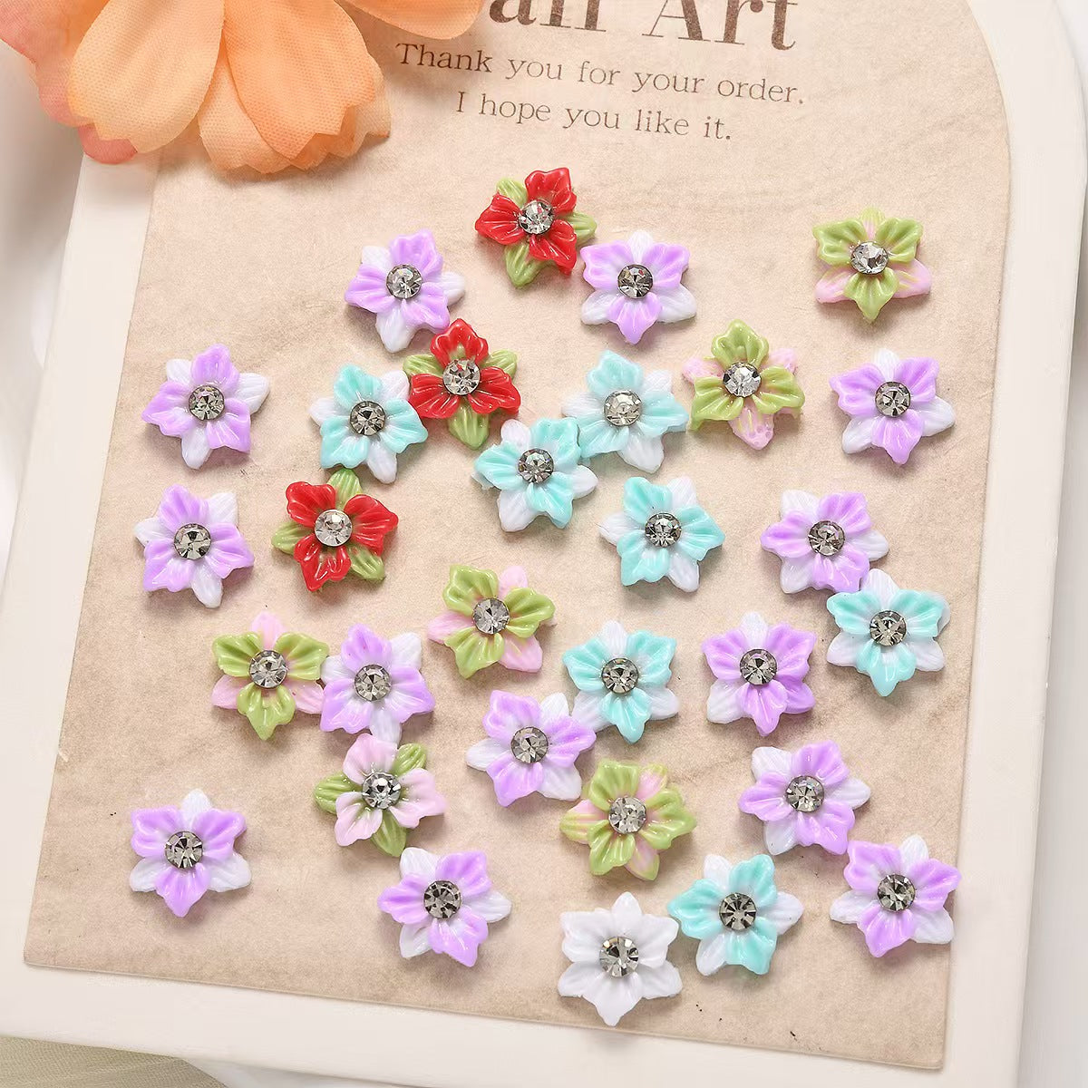 FS5525- 9Mm Two-Layer Three-Petal Diamond Drill Flower Nail Stickers