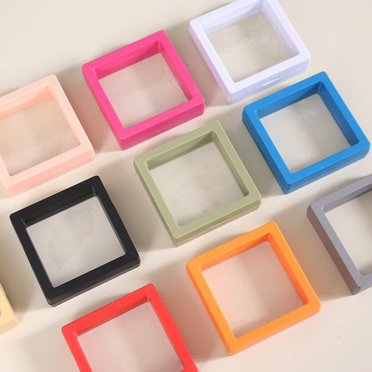 [KM6951]-7*7*2cm,[KM6952]-9*9*2cm,[KM6953]-11*11*2cm, PE Square Suspended Box Jewelry Box, Small Jewelry Ring Box, Suspended Anti-oxidation Exquisite Display Box, [KM6954]- 5.5*5.5*1.7cm Round Stands