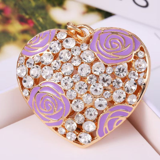FS4980-42*46.5mm Big Rose Heart Metal Rose Big Heart Metal Pendant