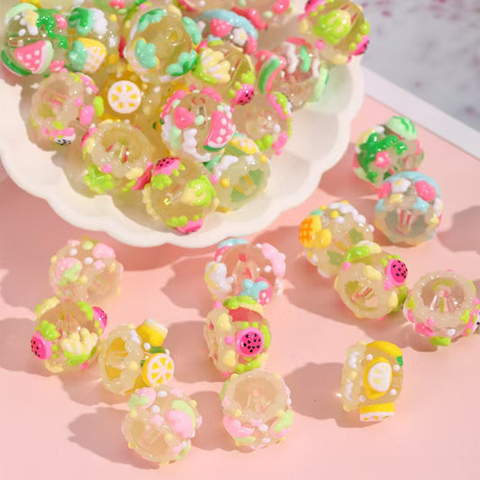 FS5255- 16mm Glow-in-the-dark Hand-painted Beads With Heavy Mixed Fruit Oil