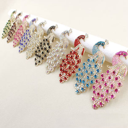 FS5323- Alloy Inlaid With Diamonds Colorful Peacock Metal Patch
