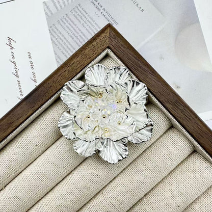 FS3779- 47mm Two-Layer UV Silver Crystal Flower Charms Two-Layer Crystal Flowers