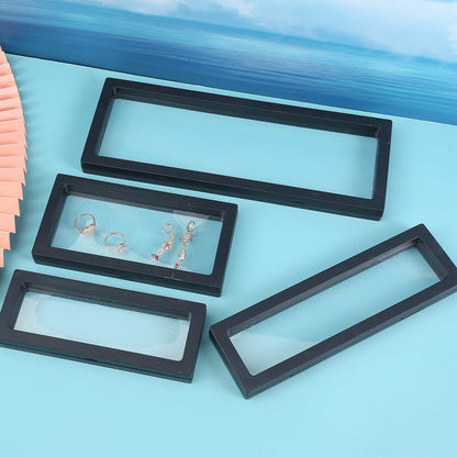 [KM6956]-[KM6961]- Rectangular Multiple Sizes PE Black and White Suspended Box Jewelry Box, Small Jewelry Ring Box, Suspended Anti-oxidation Exquisite Display Box,[KM6955]- Groove Width:2cm, Rectangular Little Legs base Stands