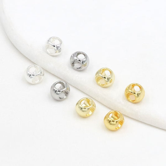 FS3610- 5mm Metal 4 Hole Beads Gold-plated And Silver-plated Small Metal Four-way Beads