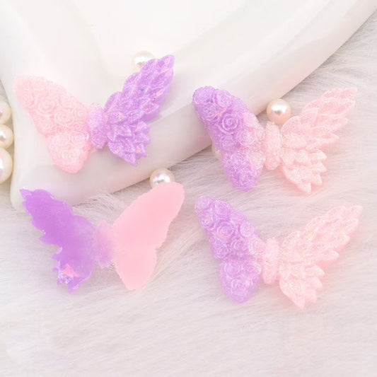 FS3345- 38*24mm Two - Color Glowing Butterfly Charms Double - Color Glowing Butterflies