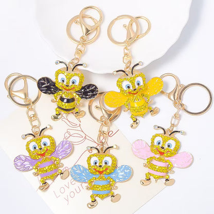 FS5330-57*57.5mm Metal Diamond-Embedded Cute Bee Keychain