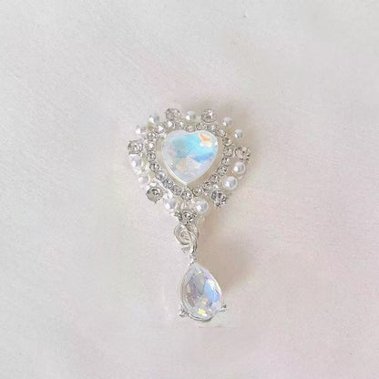FS5262- 22*27mm Heart Metal Charms With Water Drop Heart-shaped Metal Patches With Water Drop Pendants