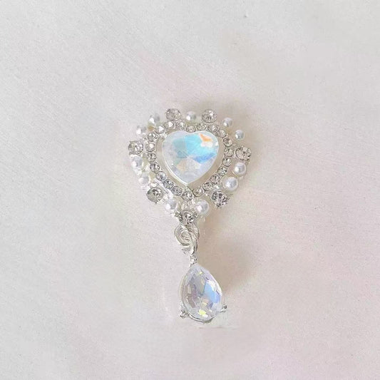 FS5262- 22*27mm Heart Metal Charms With Water Drop Heart-shaped Metal Patches With Water Drop Pendants