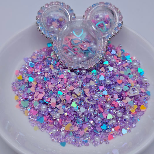 FS5332- 2mm - 4mm Mixed Refills Love - shaped Glitter + Diamonds + Pearls Filler