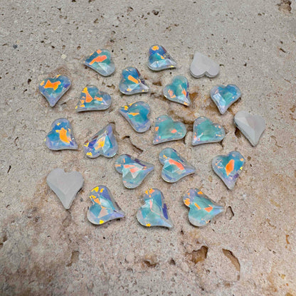 [KM6939]- 8mm*9mm Moca Love Heart Rhinestones, Crystal Diamonds, Sharp Bottomed