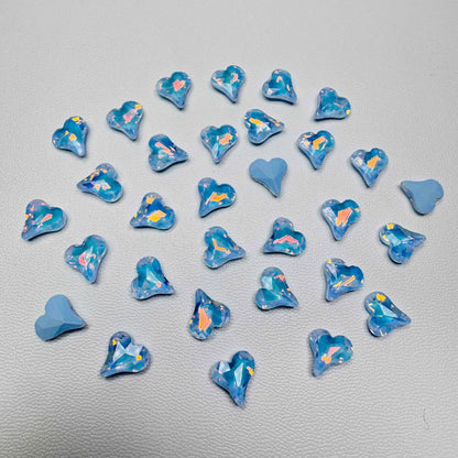 [KM6939]- 8mm*9mm Moca Love Heart Rhinestones, Crystal Diamonds, Sharp Bottomed