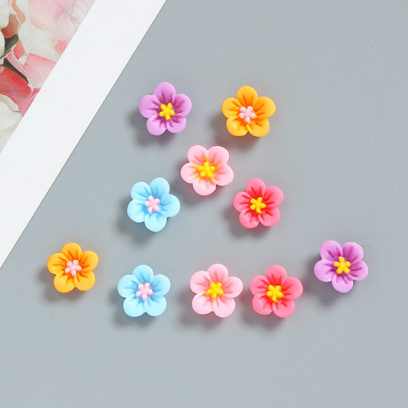 8MM Mixed Color Resin Flower Nail Charms For Making Fancy Beads Or Fancy Pen