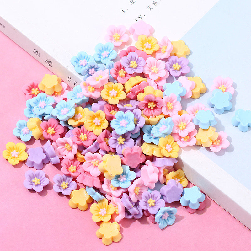 8MM Mixed Color Resin Flower Nail Charms For Making Fancy Beads Or Fancy Pen