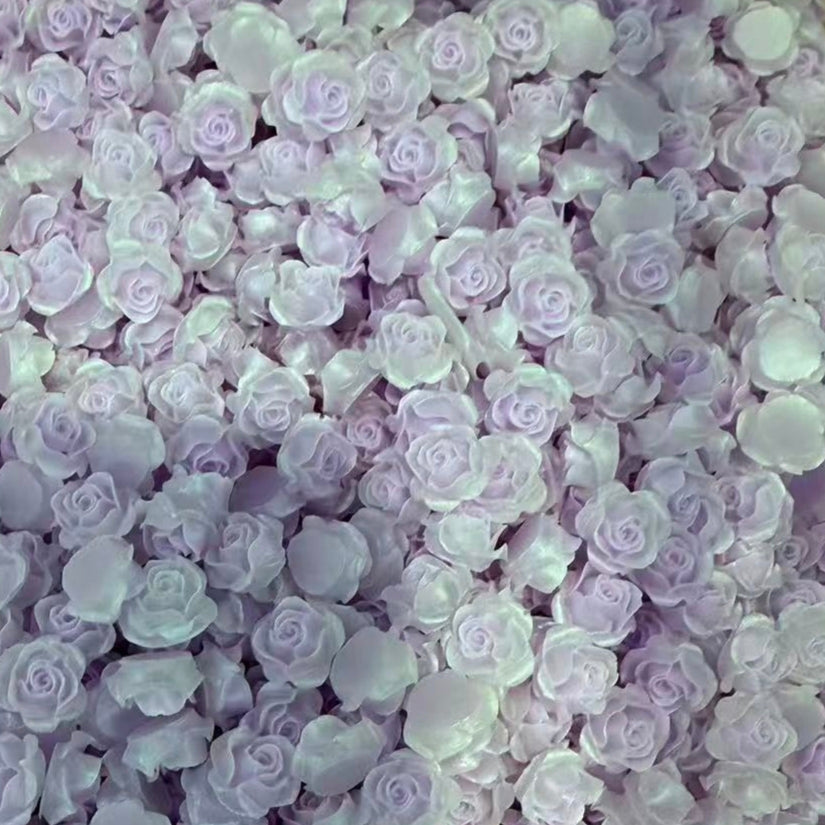 [KM6937]- 8mm Two-Color Luminous Pearl Paint Rose Flower Charms