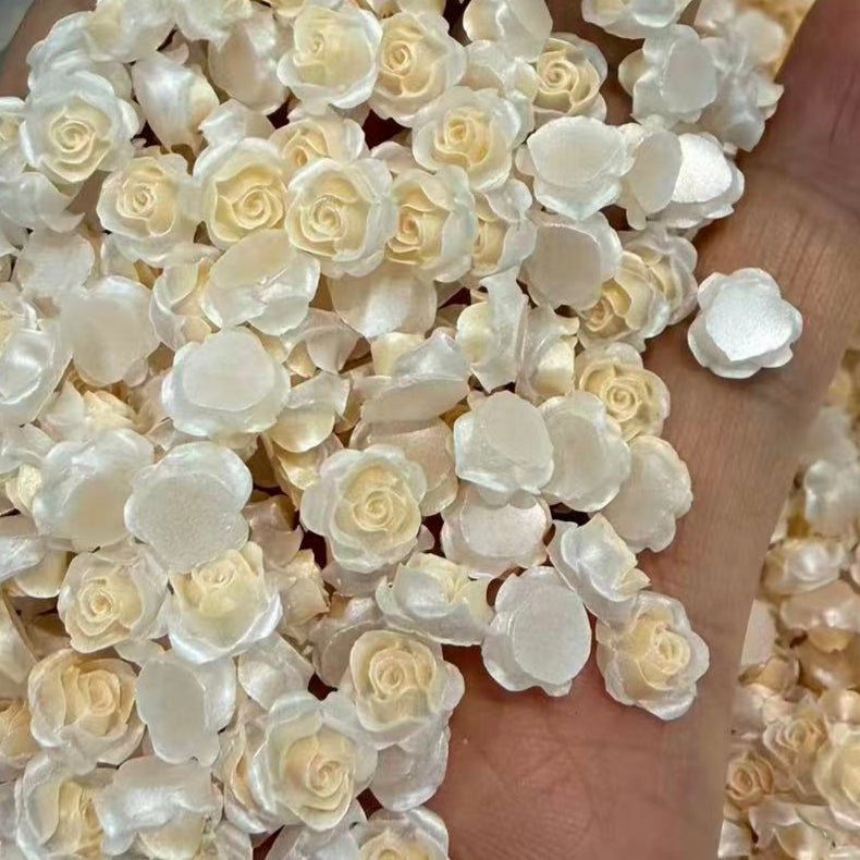 [KM6937]- 8mm Two-Color Luminous Pearl Paint Rose Flower Charms