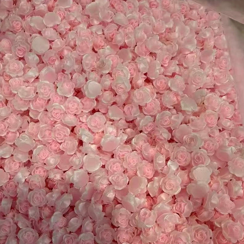 [KM6937]- 8mm Two-Color Luminous Pearl Paint Rose Flower Charms